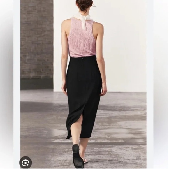 Zara Black Midi Pencil Skirt Medium - Picture 2 of 15